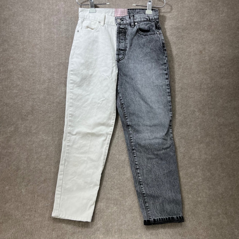 Revice Denim Two Tone Split Jeans White Black Wash Size 29